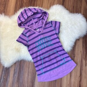 Nike Purple Striped Pullover Short Sleeve Hooded Tunic • Size 6X